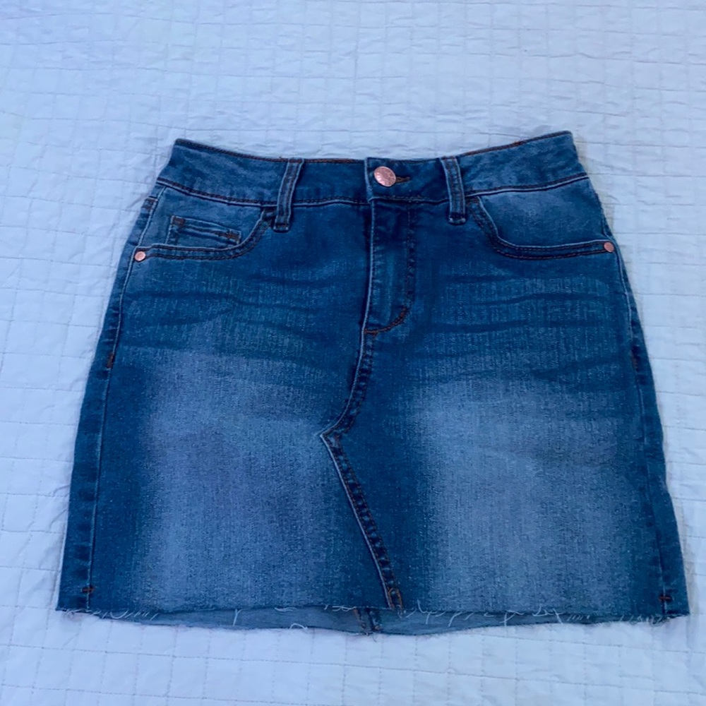celebrity pink jean skirt